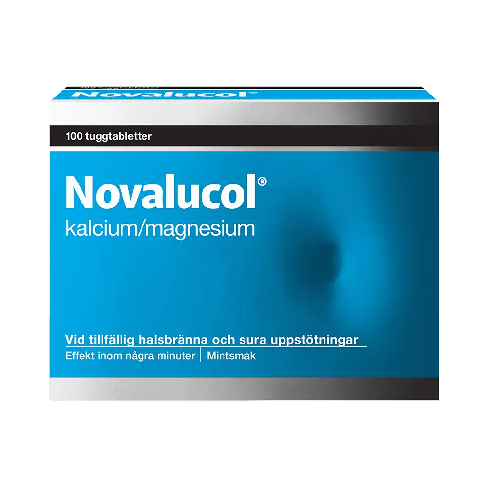 Novalucol kalcium/magnessium Mintsmak 100 tuggtabletter