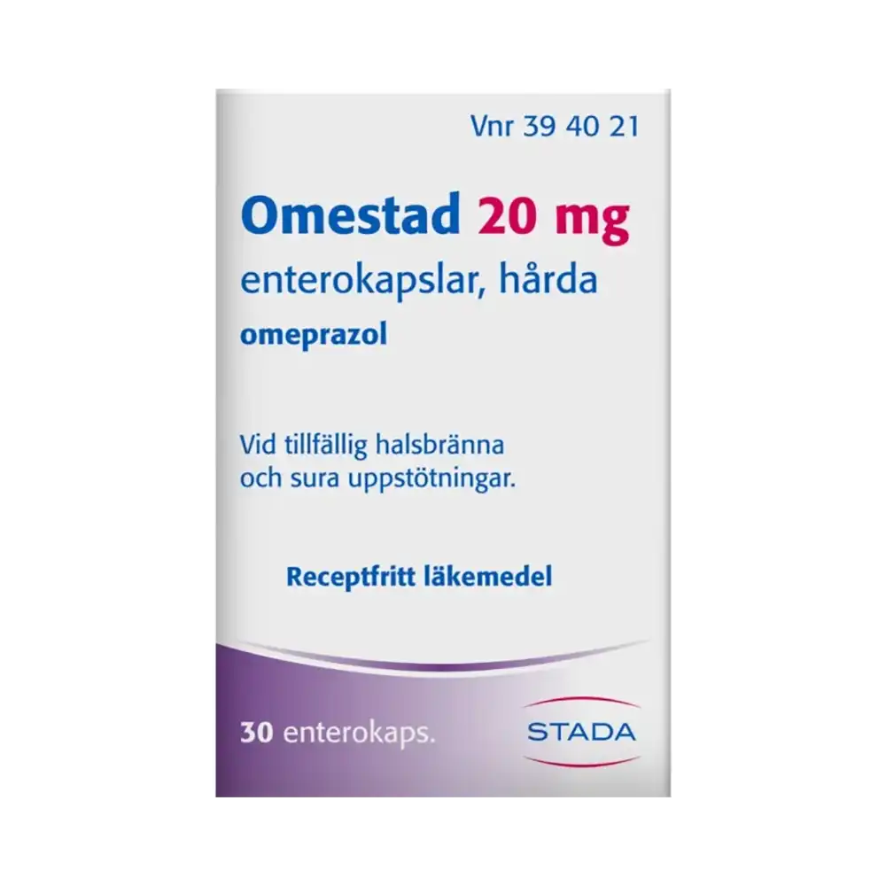 Omestad 20 mg omeprazol 30 entrokapslar, hårda