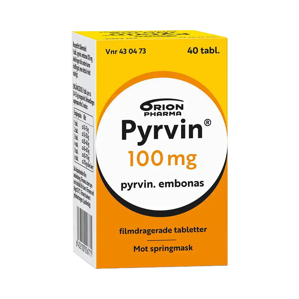 Pyrvin 100 mg pyrvin. embonas 40 filmdragerade tabletter