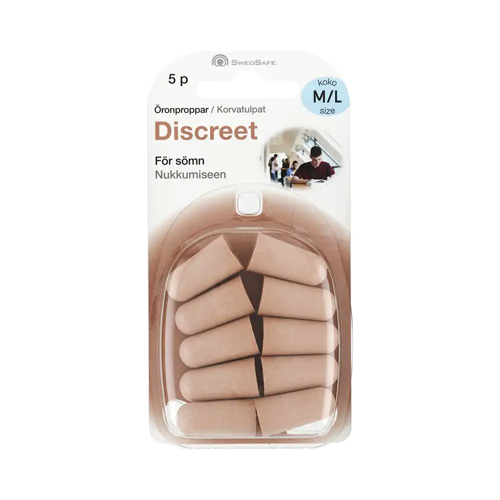 SWEDSAFE Öronproppar Diskret För Sömn M-L 5 par