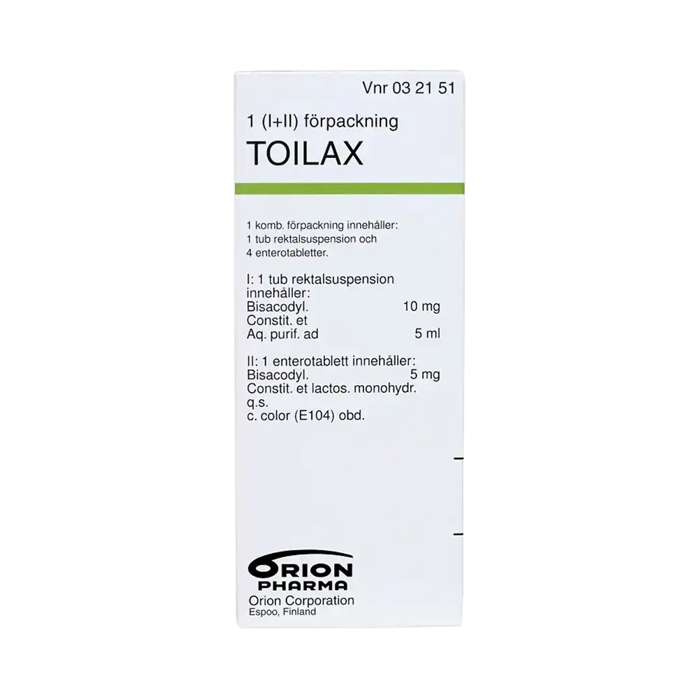 TOILAX 5 mg + 10 mg/5 ml enterotabletter och rektalsuspension