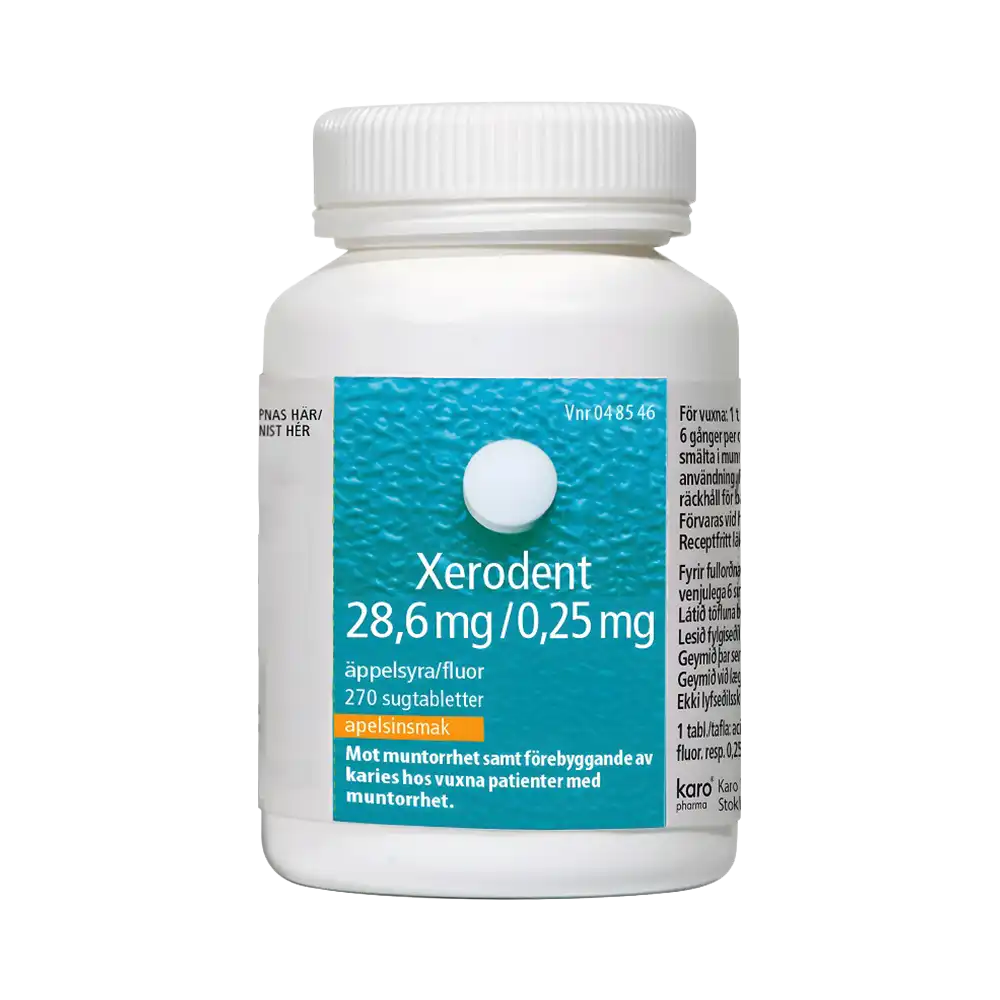 Xerodent 18,6mg/0,25 mg 270 sugtabletter