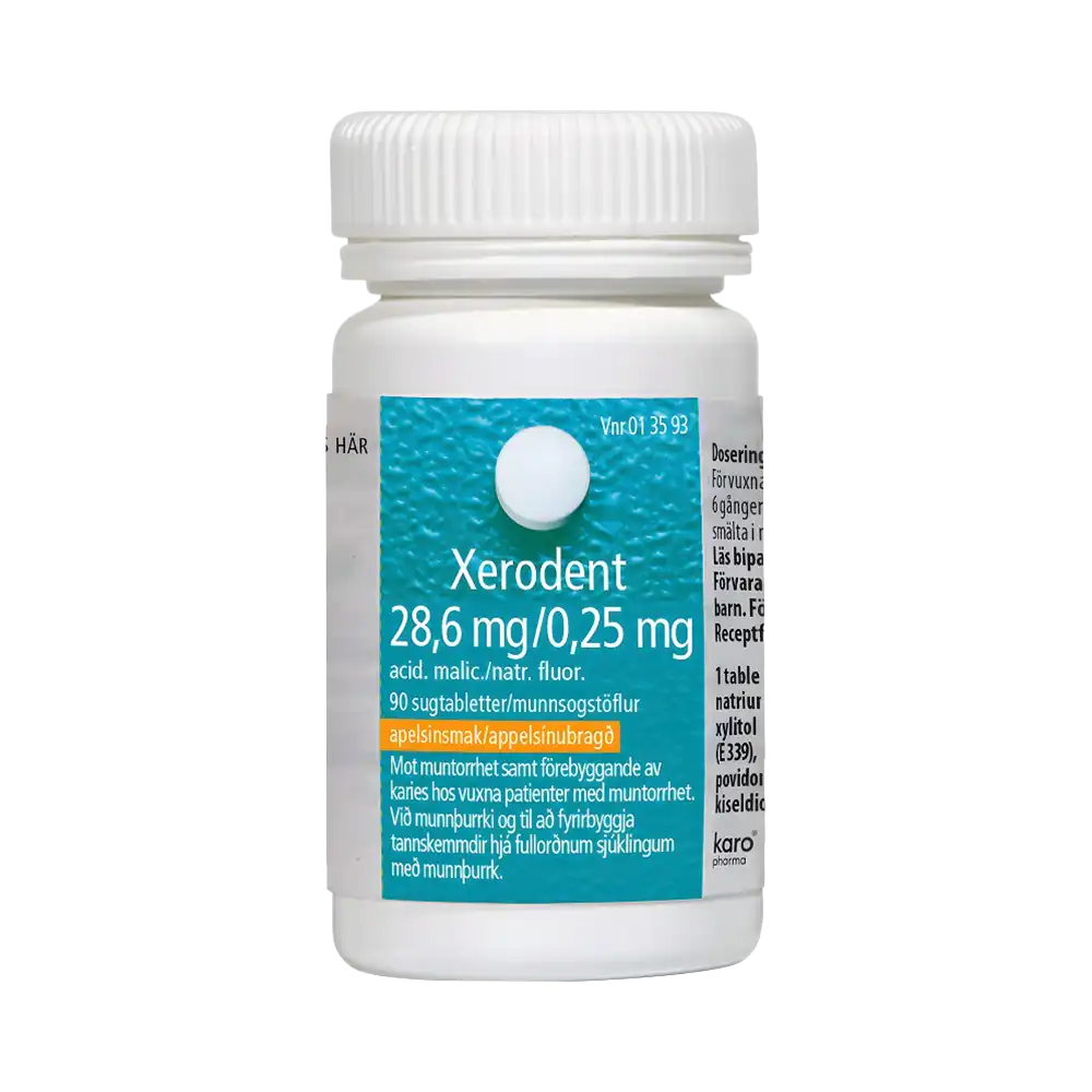 Xerodent 18,6mg/0,25 mg 90 sugtabletter