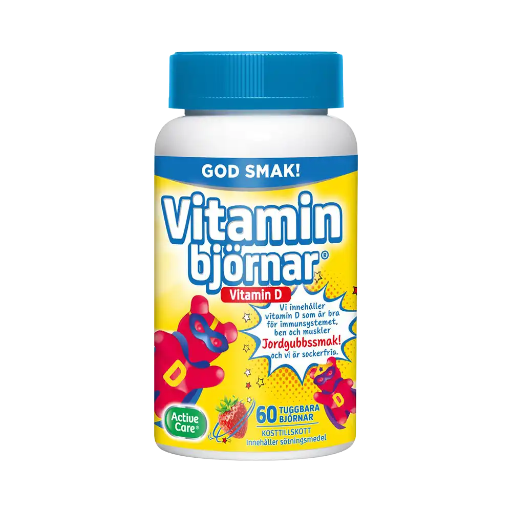 ACIVE CARE Vitamin björnar Vitamin D Jordgubbssmak 60 tuggbara Björnar