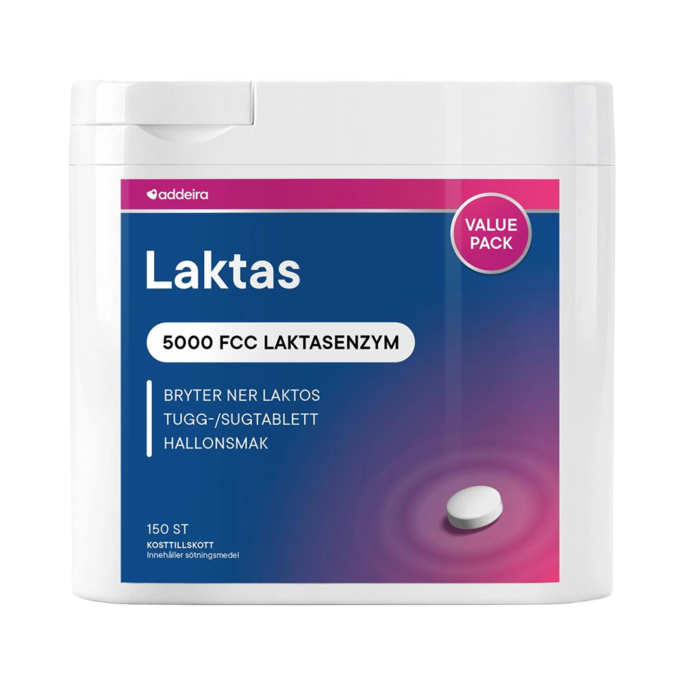 Addeira Laktas 5000 FCC Laktasenzym 150 Tugg-, Sugtabletter