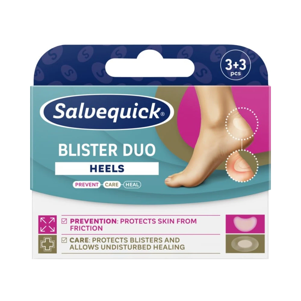 Salvequick Blister Duo Prevent and Care Heel skavsårsplåster 3 + 3 st