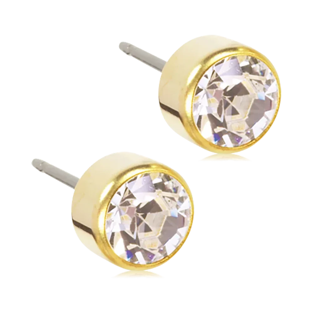 Blomdahl Golden Titanium Bezel Crystal örhängen 6 mm