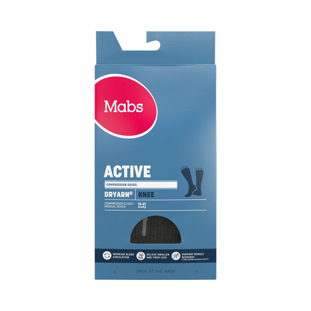 Mabs Comp Active Dryarn Knee Black kompressionsstrumpa L