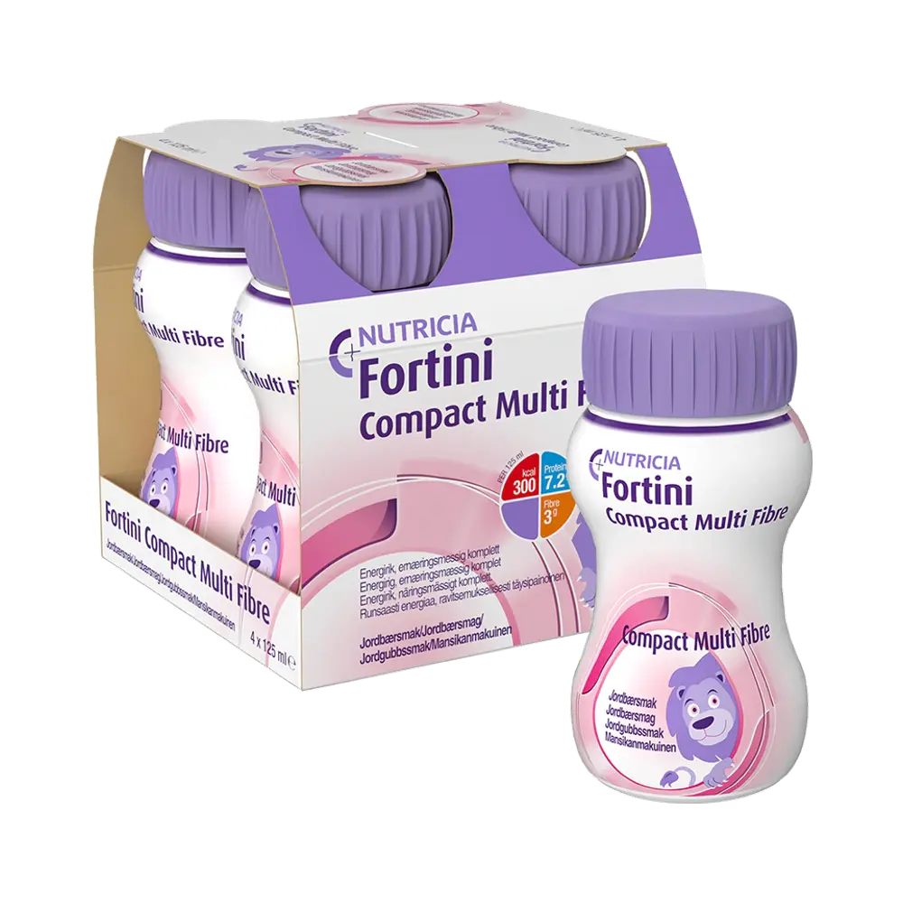 Fortini Compact Multi Fibre Jordgubb för Barn näringsdryck 4×125 ml