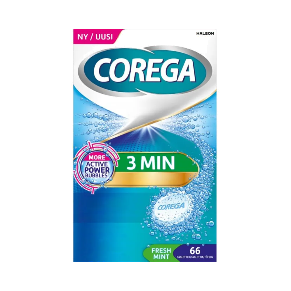 Corega 3 Minutes Rengöring Tandprotester 66 tabletter