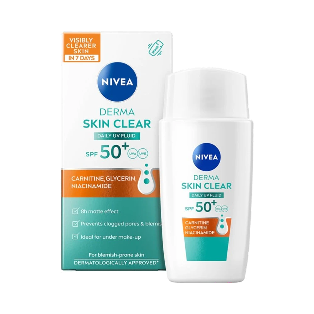 NIVEA Derma Skin Clear Daily UV Fluid SPF 50+ dagkräm 40 ml