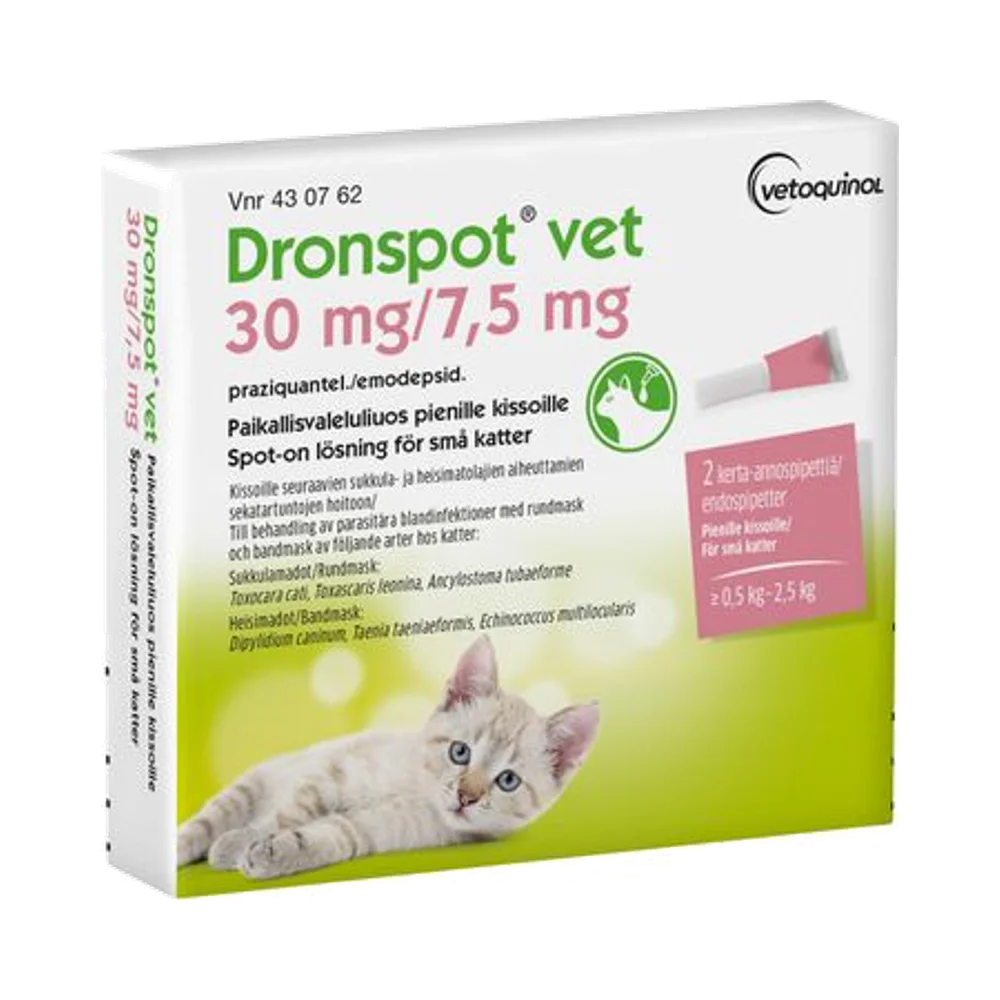 Dronspot Vet Små Katter 30 mg/7,5 mg spot-on-lösning 2 endospipetter