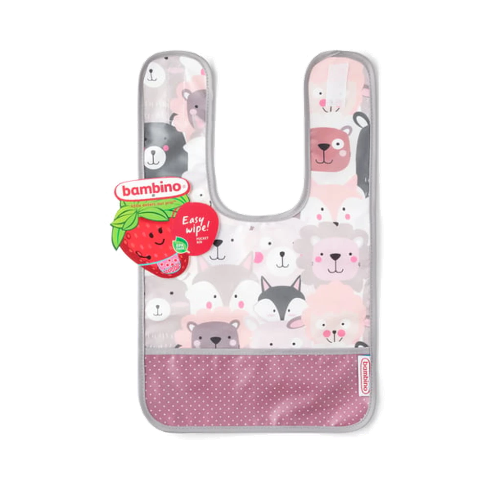 Bambino Easy Wipe! Grey/Pink haklapp 1 st