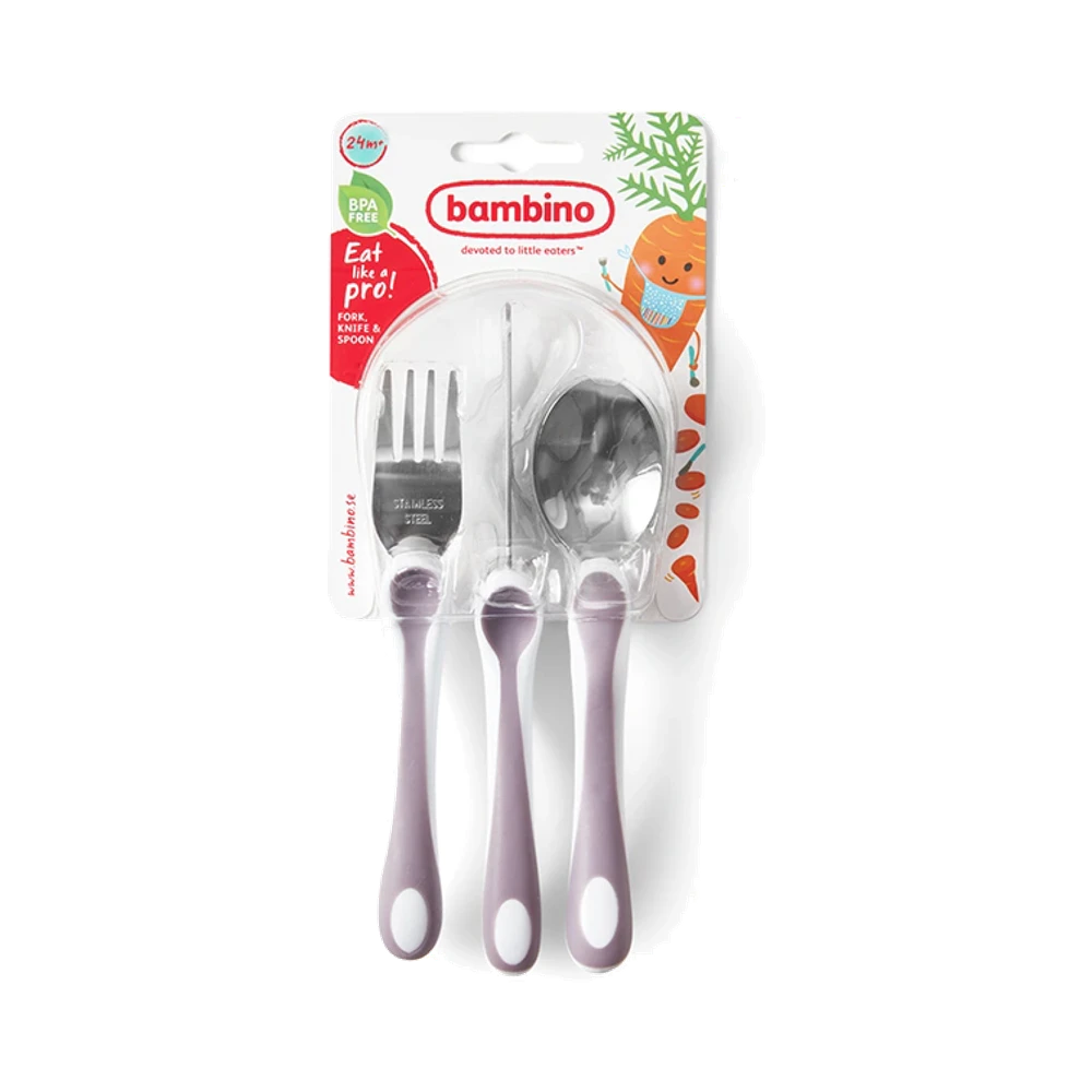 Bambino Eat like a pro! Lilac barnbestick 3 st