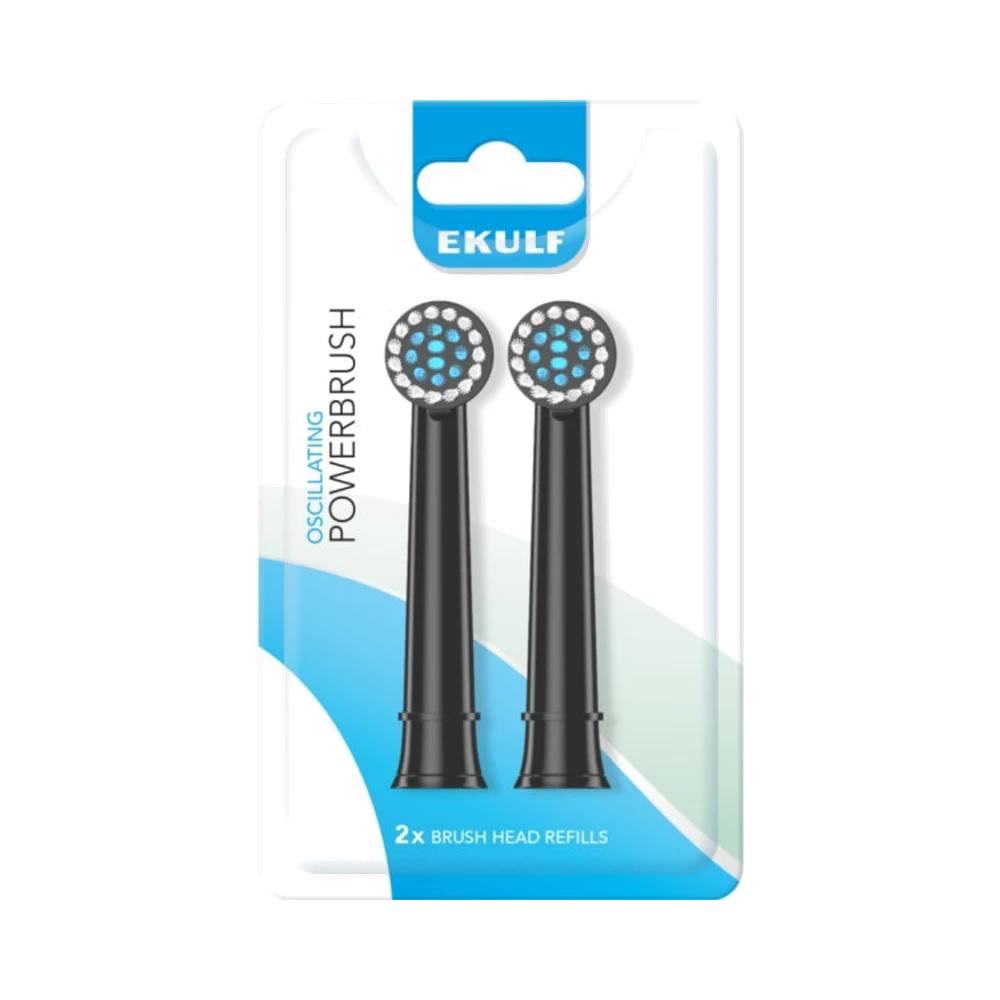 Ekulf PowerBrush Black Refill borsthuvuden 2 st