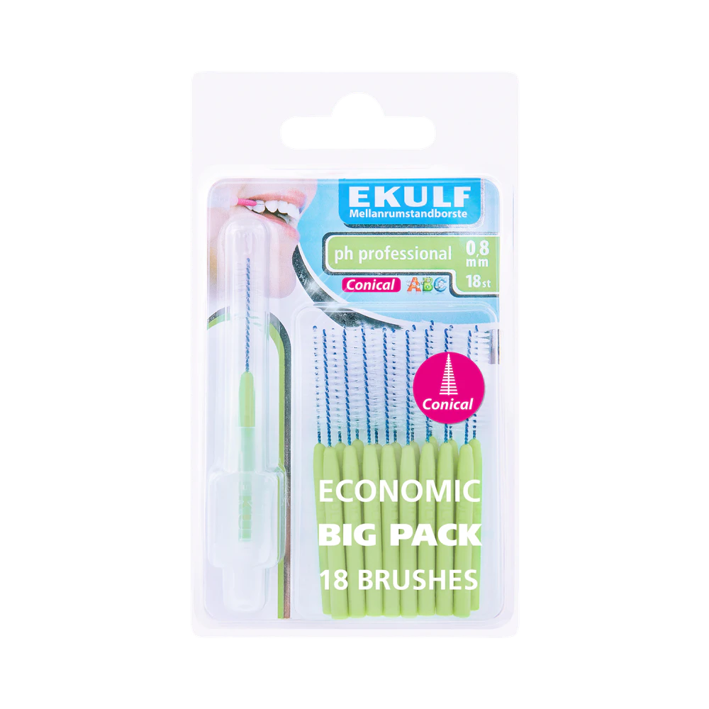 Ekulf pH Professional Konisk 0,8 mm mellanrumstandborste 18 st