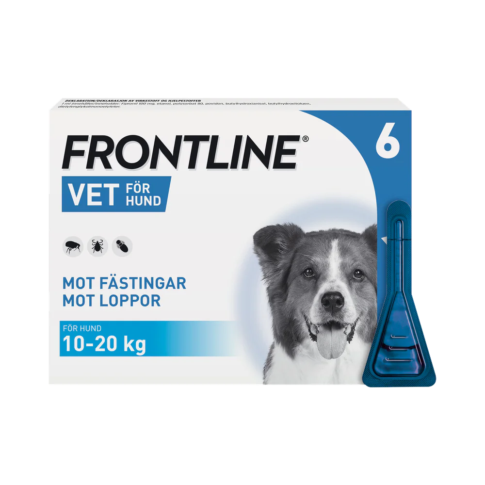 Frontline Vet Hund 10–20 kg 100 mg/ml spot-on-lösning 6 x 1,34 ml