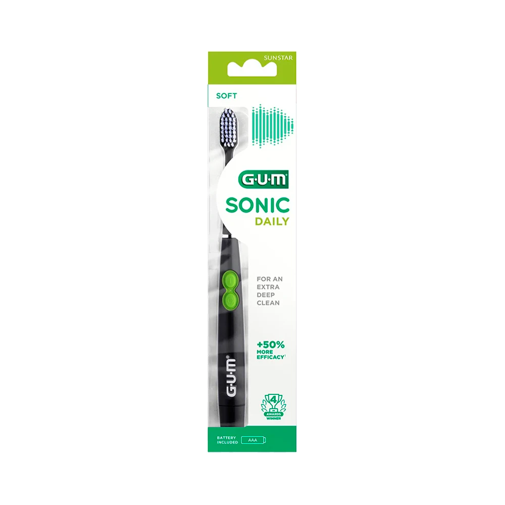 GUM Sonic Daily Svart batteritandborste 1 st