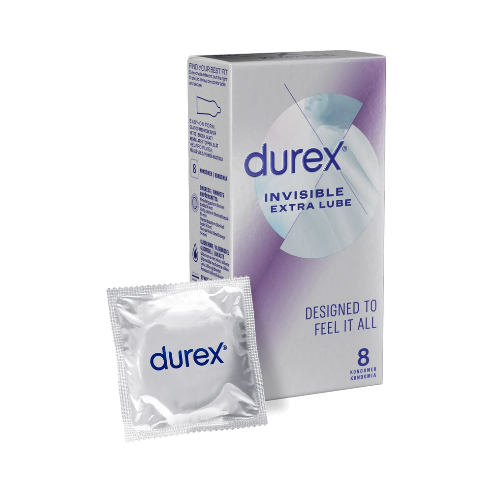 Durex Invisible Extra Lube kondomer 8 st
