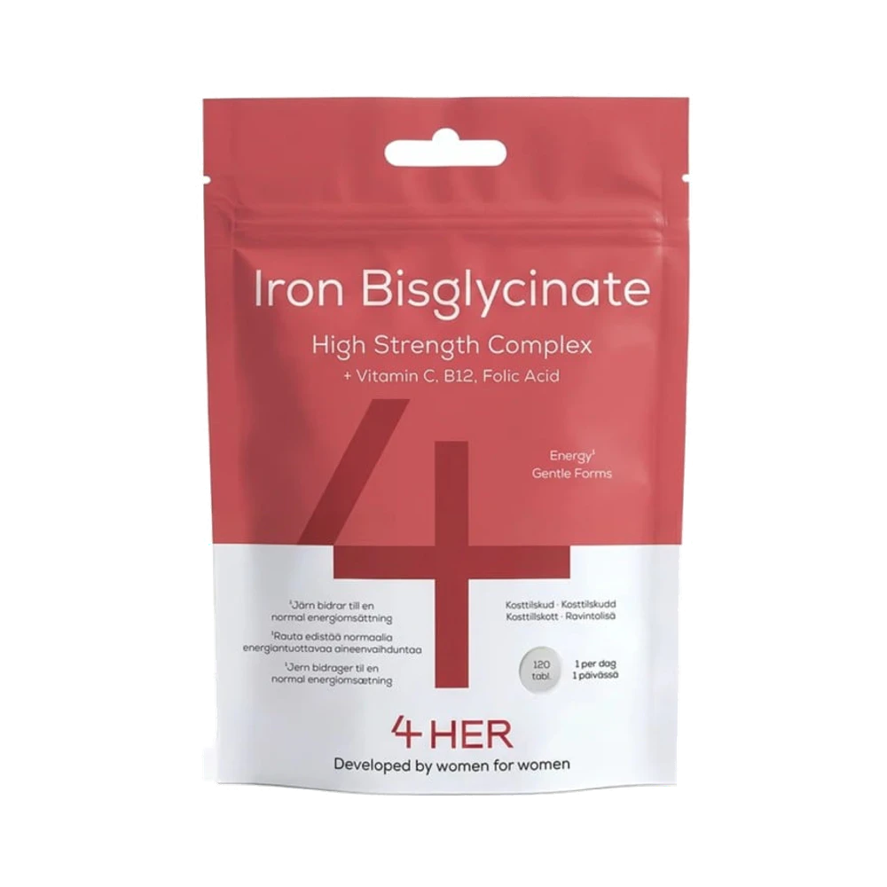 4her Iron Bisglycinate med folsyra 120 tabletter