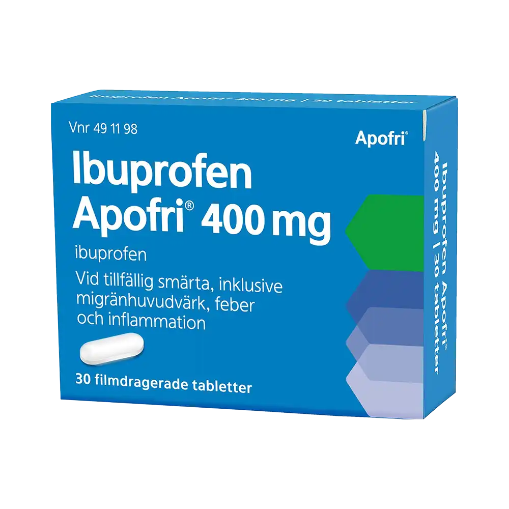 Ibuprofen Apofri 400 mg ibuprofin 30 filmdragerade tabletter