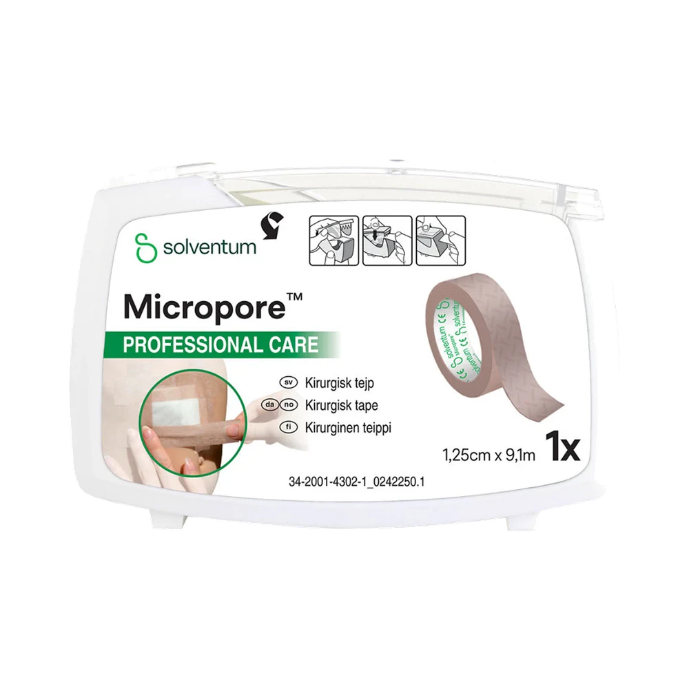 Micropore Kirurgisk brun med hållare tejp 1,25 cm x 9,1 m
