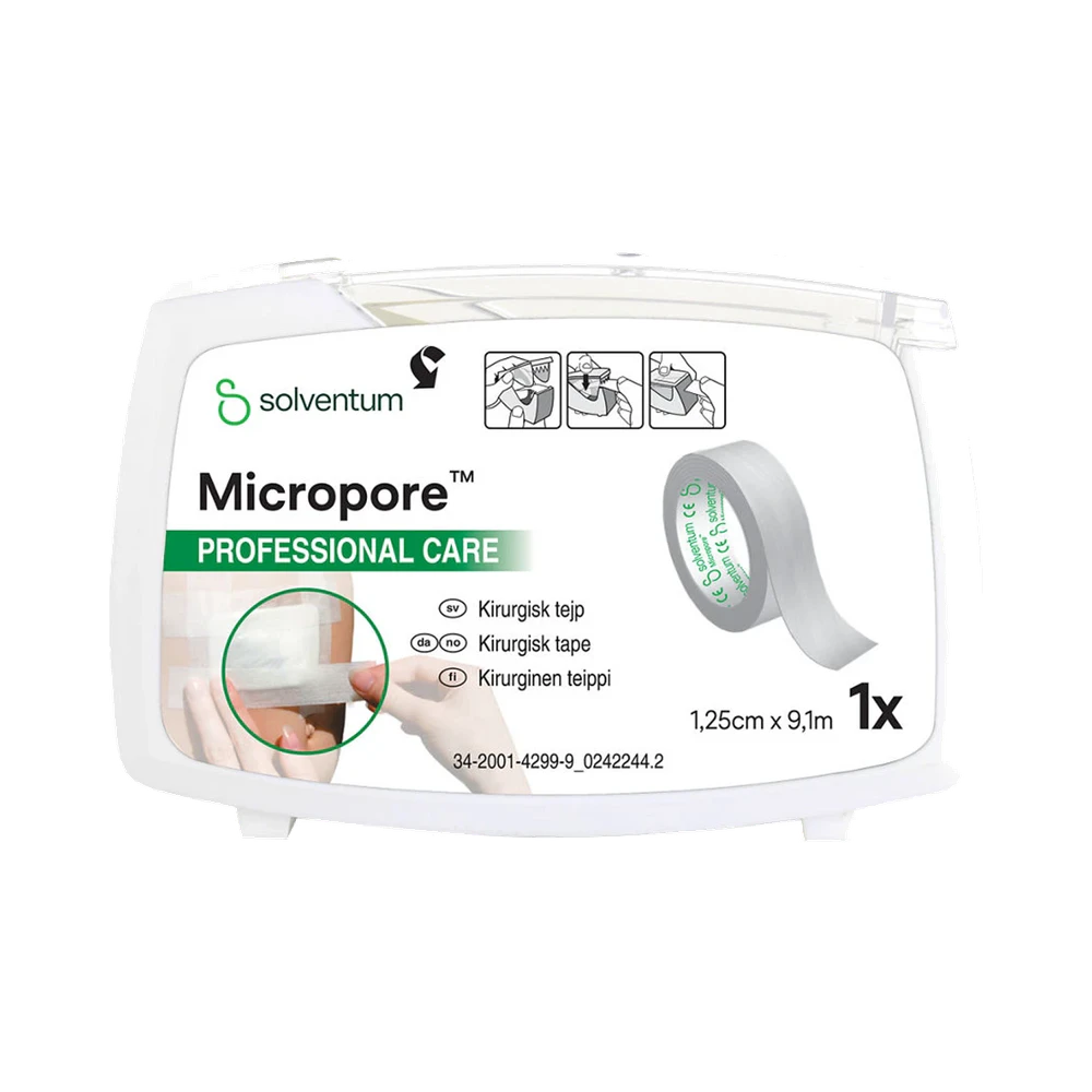 Micropore Kirurgisk vit med hållare tejp 1,25 cm x 9,1 m