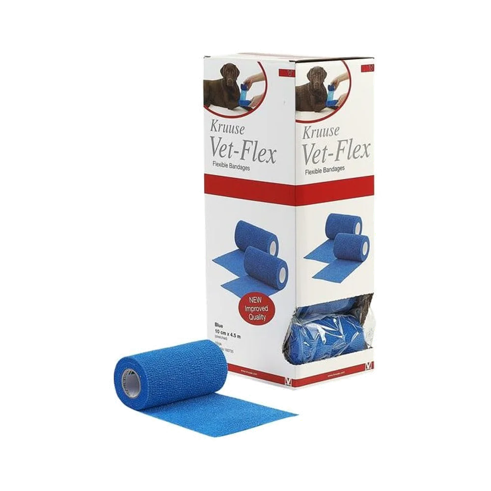 Vet-Flex elastisk Blå 10 cm x 4,5 m, storpack binda 10 st