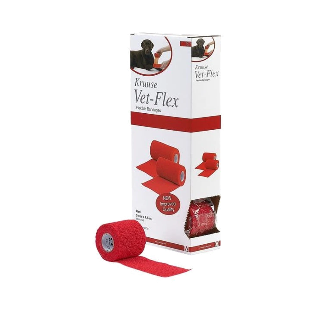 Vet-Flex elastisk Röd 5 cm x 4,5 m, storpack binda 10 st