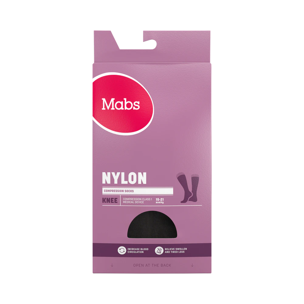 Mabs Nylon Knee Black XL stödstrumpa 1 par