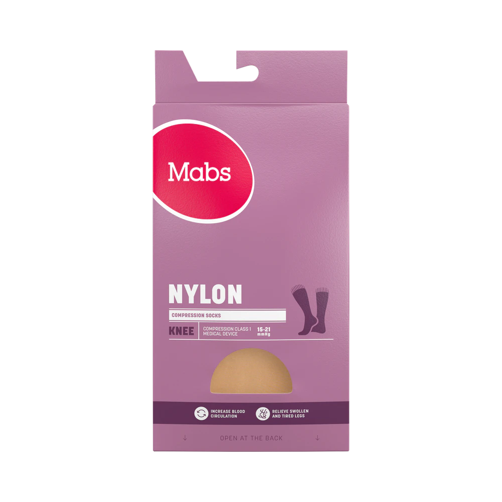 Mabs Nylon Knee Wide Sand S stödstrumpa 1 par