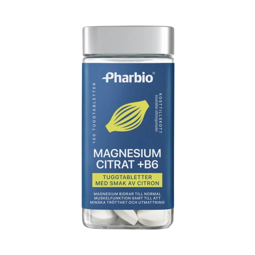 Pharbio Magnesiumcitrat + B6 tuggtablett 100 st