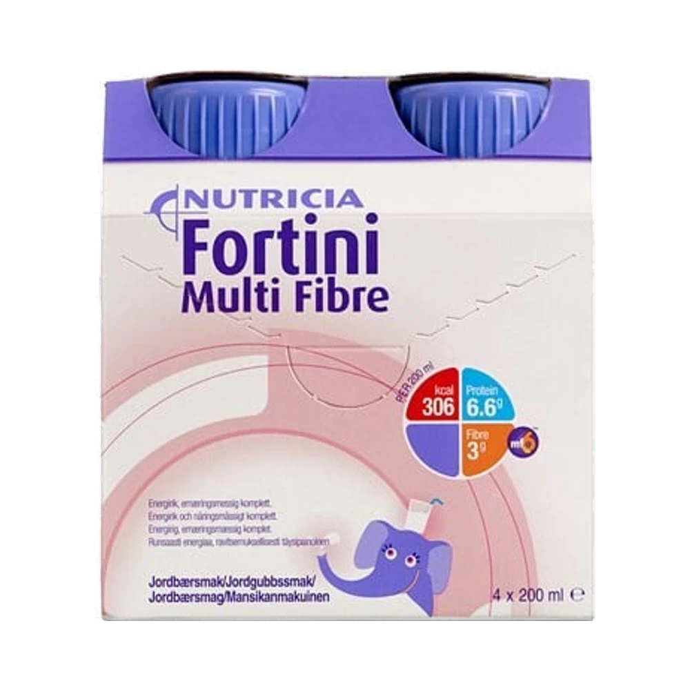 Fortini Multi Fibre Jordgubb näringsdryck 4 x 200 ml