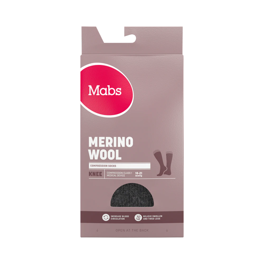 Mabs Wool Knee Black XL stödstrumpa 1 par