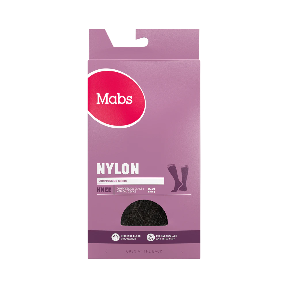 Mabs Nylon Knee Design Black S stödstrumpa 1 par