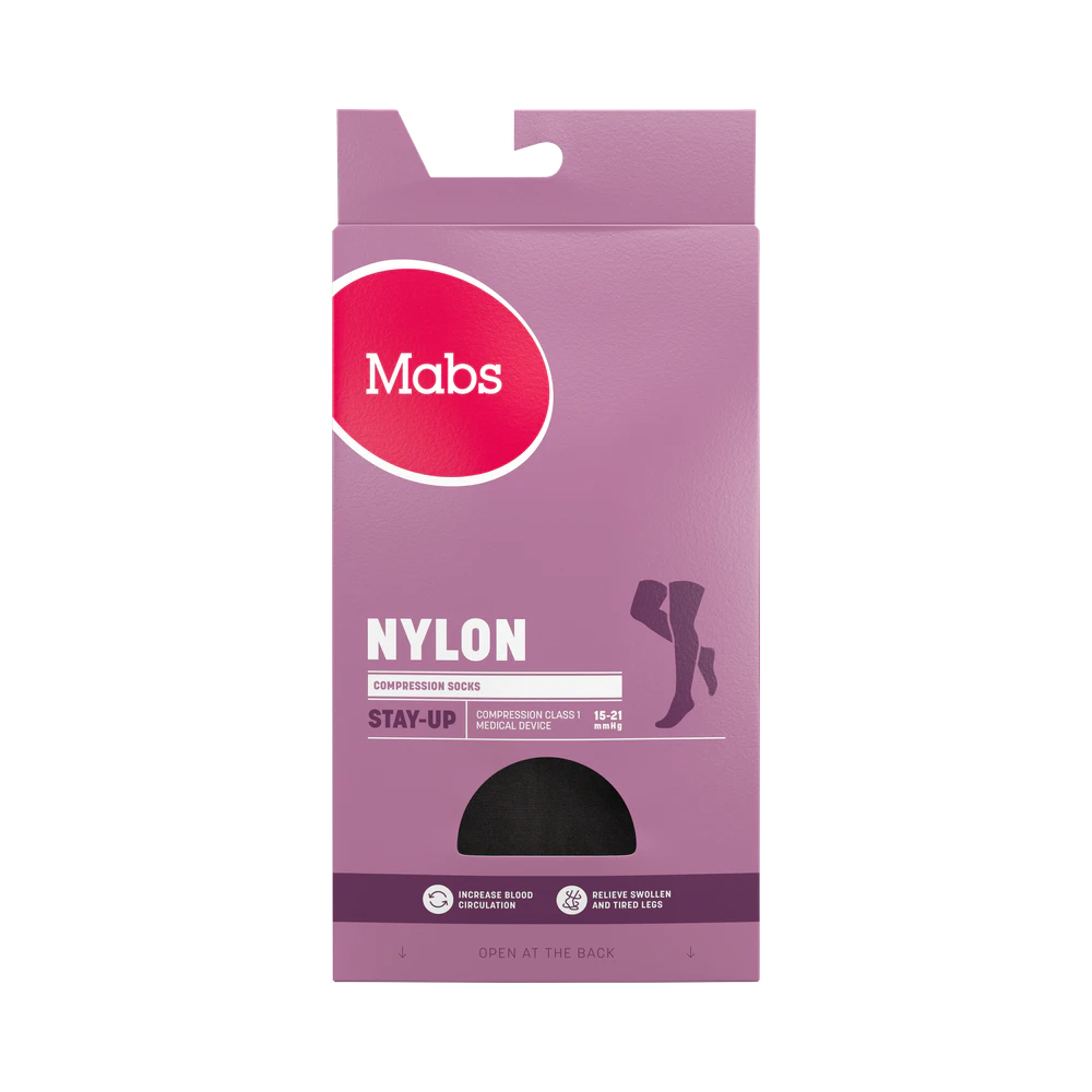 Mabs Nylon Stay Up Black L stödstrumpor 1 par