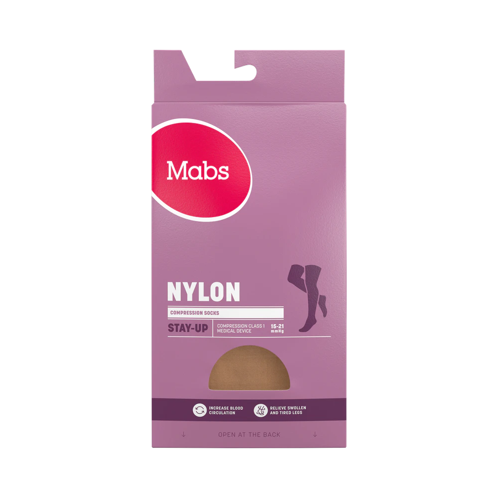 Mabs Nylon Stay Up Tan S stödstrumpor 1 par