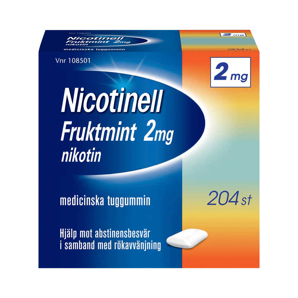 Nicotinell Fruktmint 2 mg medicinskt tuggummi 204 st