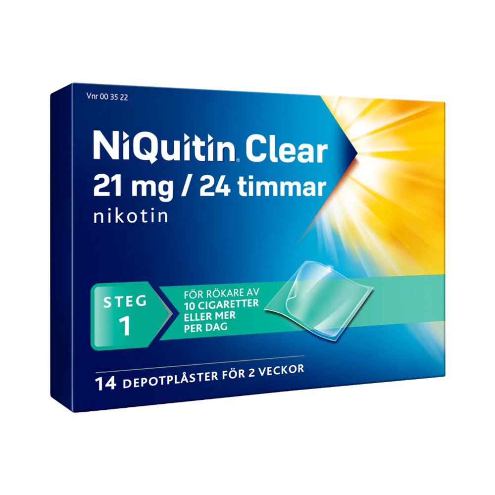 NiQuitin Clear Steg 1 21 mg/24 timmar depotplåster 14 st
