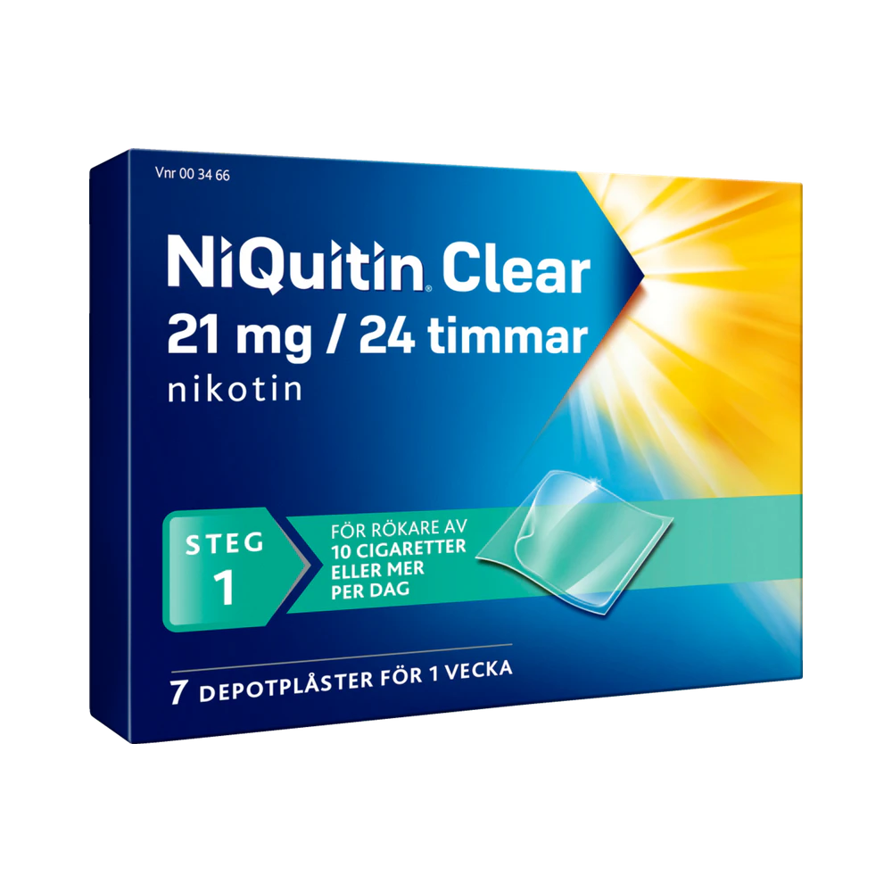 NiQuitin Clear Steg 1 21 mg/24 timmar depotplåster 7 st