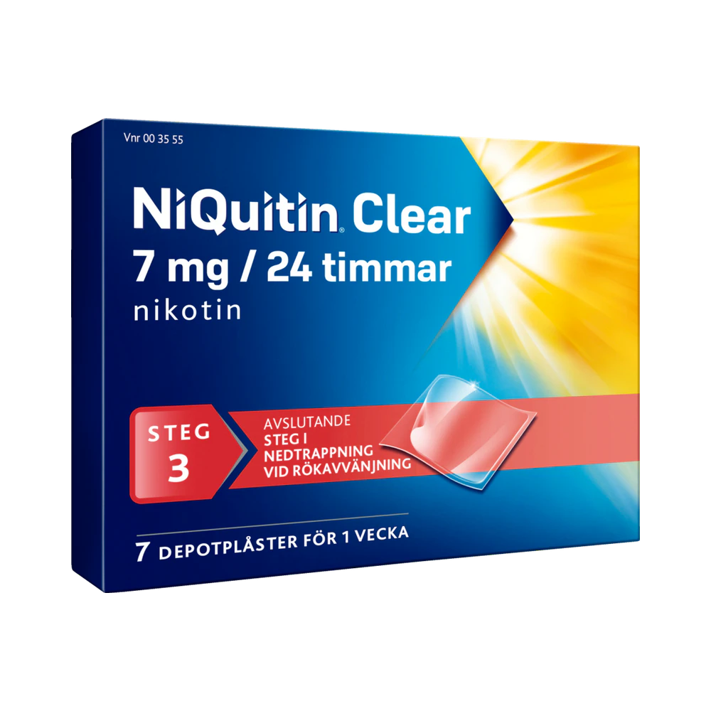 NiQuitin Clear Steg 3 7 mg/24 timmar depotplåster 7 st