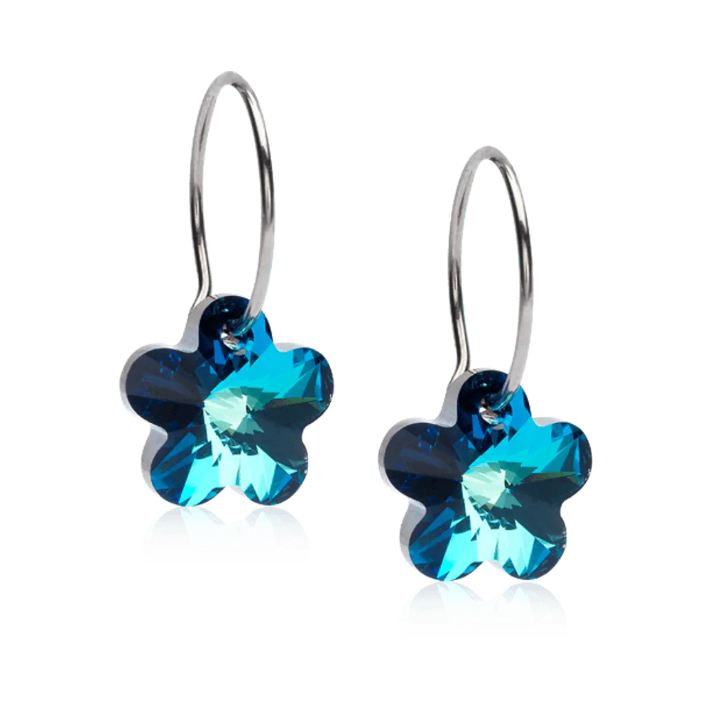 Blomdahl NT Flower Turquoise 14 mm örhängen med 12 mm hänge