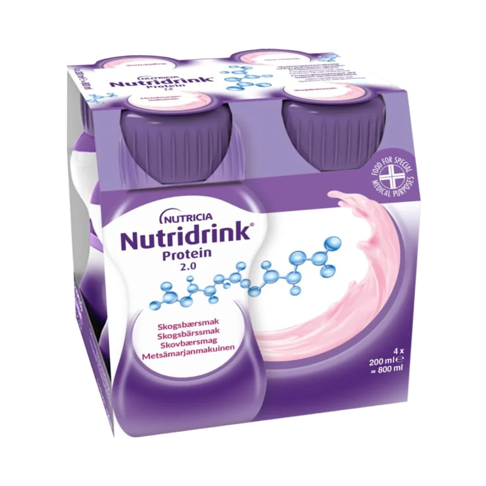 Nutridrink Protein 2.0 Skogsbärssmak näringsdryck 4 x 200 ml