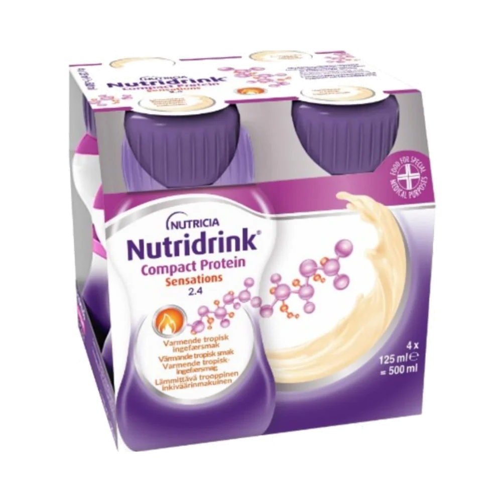 Nutridrink Compact Protein Sensations, värmande tropisk ingefärssmak näringsdryck 4 x 125 ml