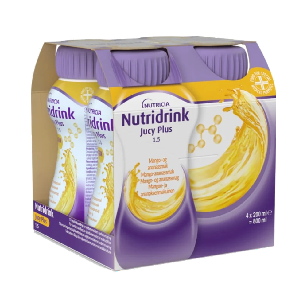Nutridrink Jucy Plus Mango Ananas näringsdryck 4×200 ml