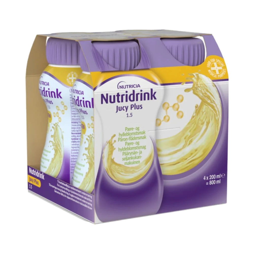 Nutridrink Jucy Plus Päron Fläder dryck 4×200 ml
