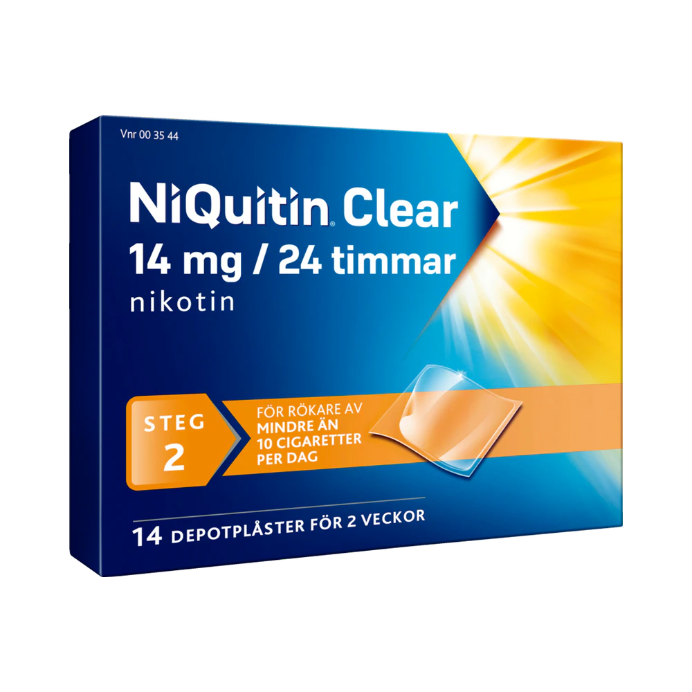 NiQuitin Clear Steg 2 14 mg/24 timmar depotplåster 14 st