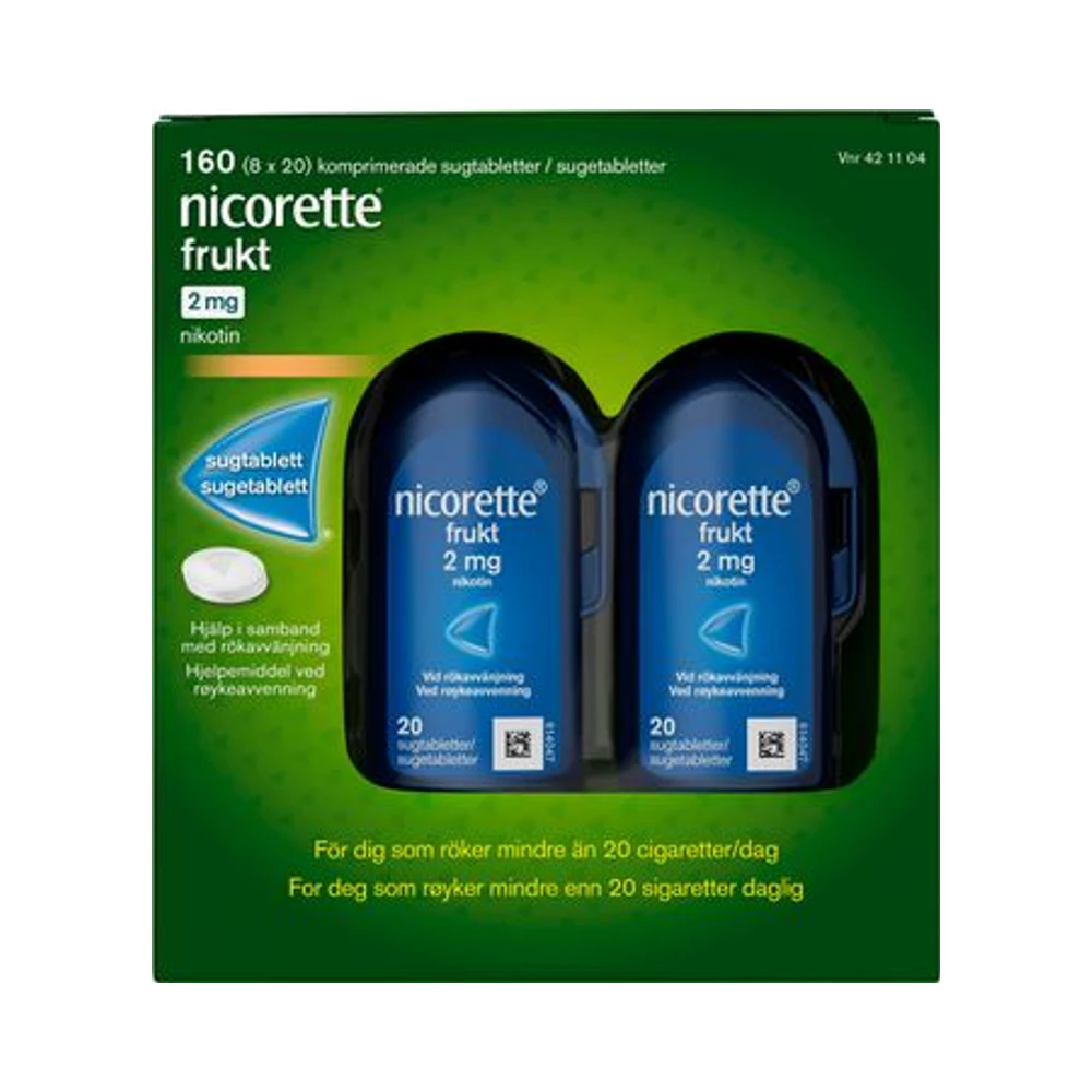 Nicorette Frukt 2 mg komprimerade sugtabletter 8 x 20 st