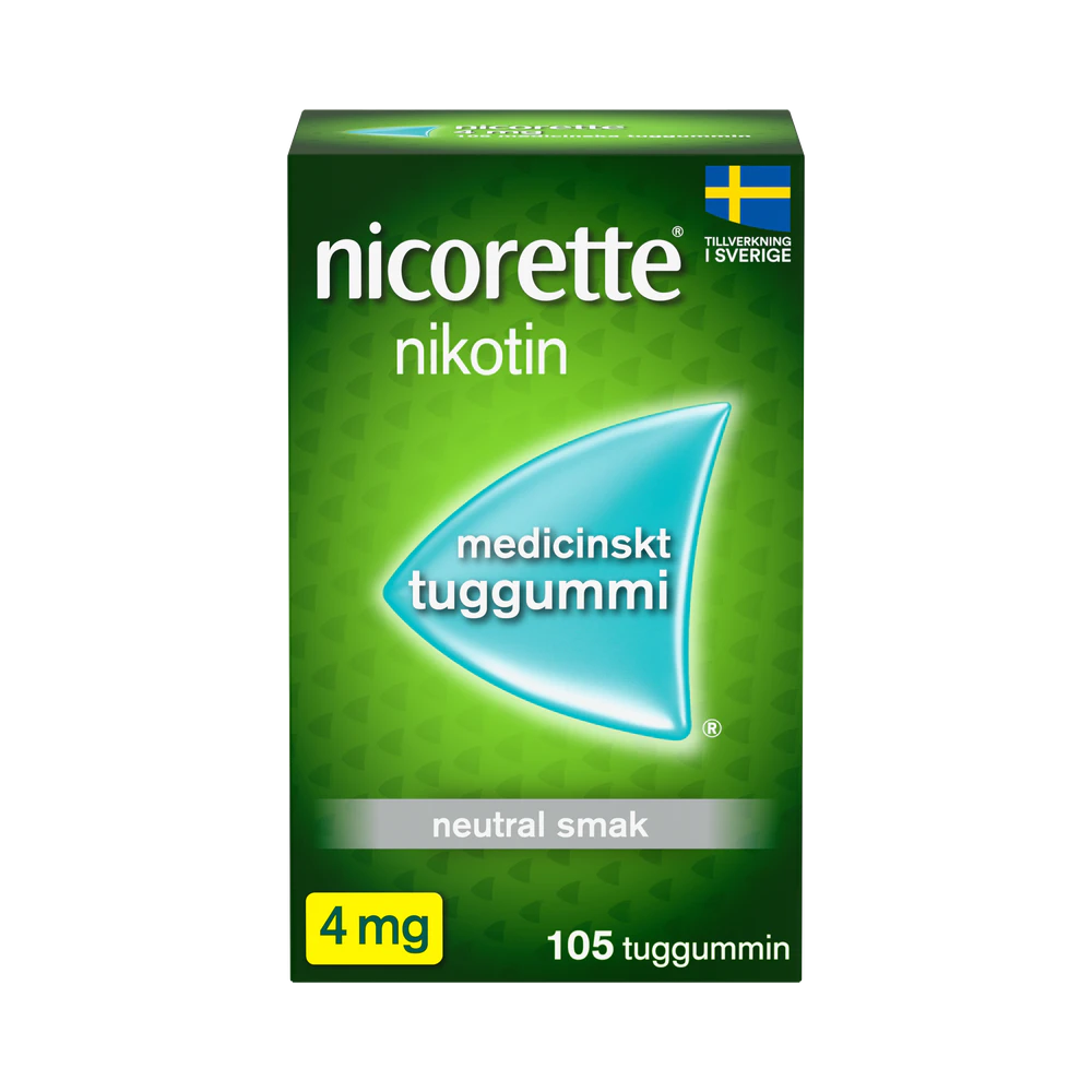 Nicorette neutral 4 mg medicinskt tuggummi 105 st