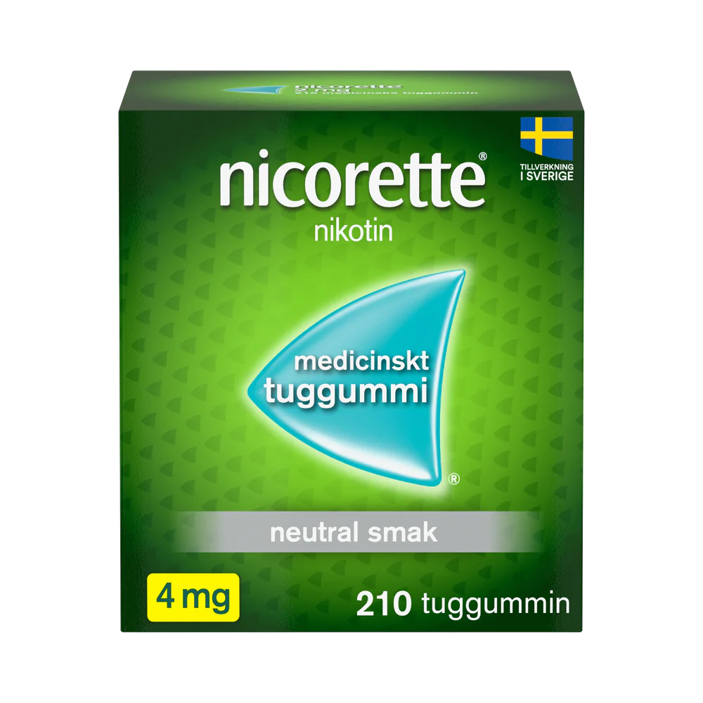 Nicorette neutral 4 mg medicinskt tuggummi 210 st